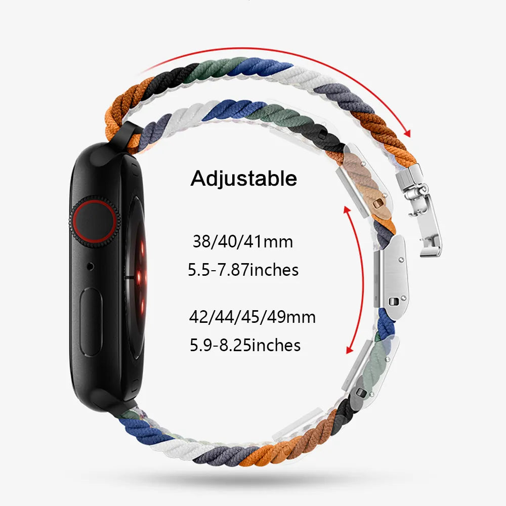 E-Watch™ Braided Loop Band for all Apple Watch|Nylon Strap|Stretchable yarn interwoven