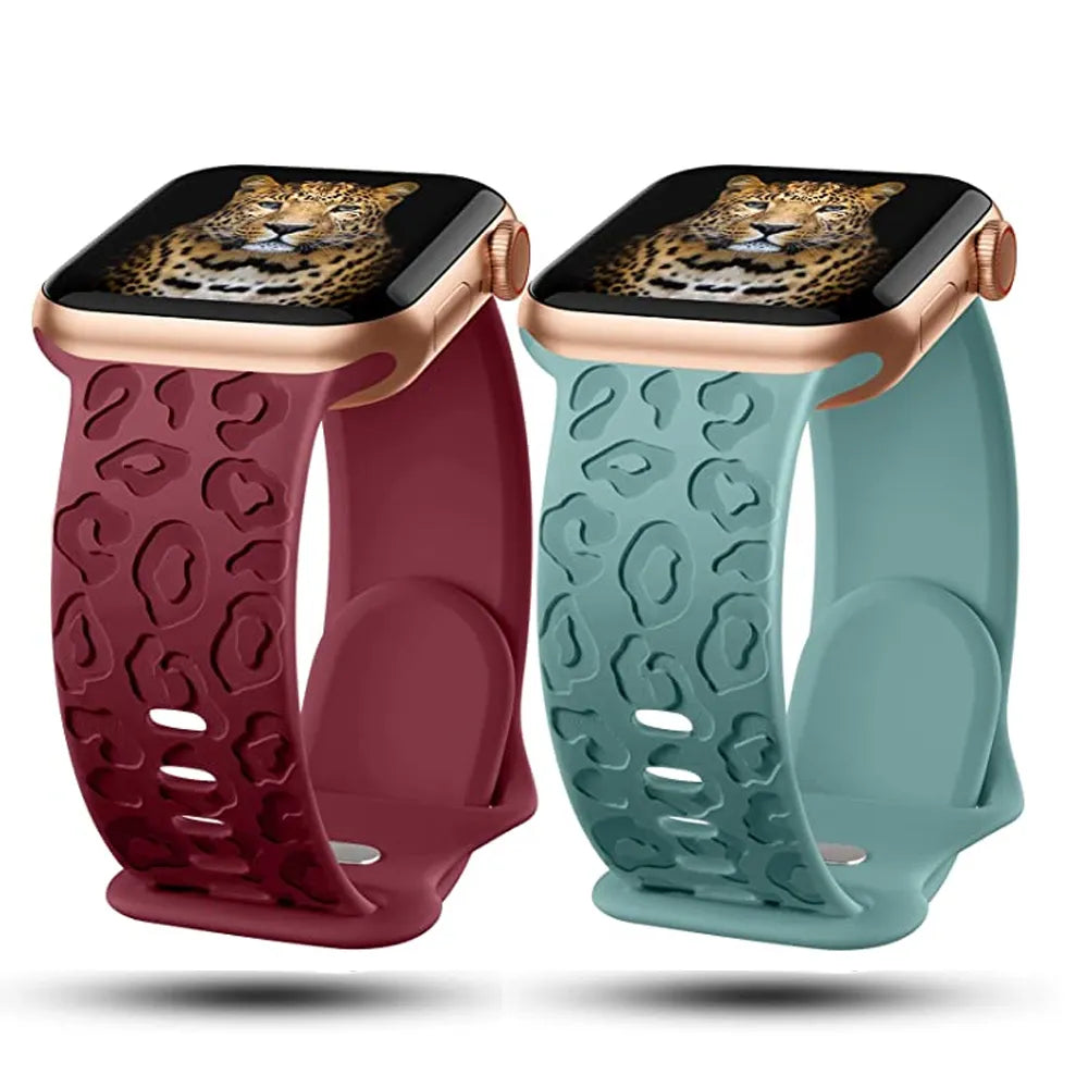 E-Watch™|Band for all Apple Watch|Engraved Leopard Strap|Ultra-resistant and breathable silicone