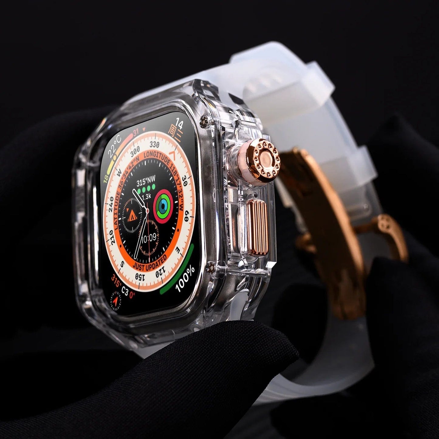 E-Watch™ The Voyager®|Κιτ τροποποίησης πολυτελείας για όλα τα Apple Watch|Σιλικόνη εξαιρετικά ανθεκτική και αναπνεύσιμη