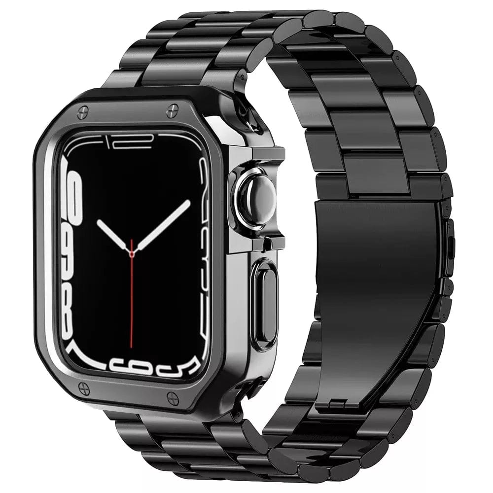E-Watch™ IRON Case+Μεταλλικό λουρί | Συμβατή ζώνη με όλα τα Apple Watch | Ανοξείδωτο ατσάλι