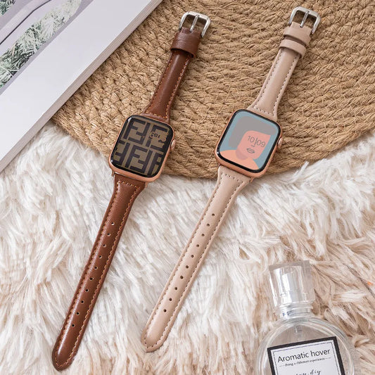 Slim Leather Band for all Apple Watch|E-Watch™ Strap|Natural & resistant organic leather