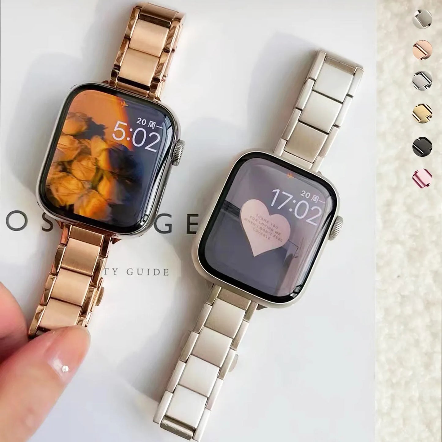 E-Watch™ Λεπτό λουράκι βραχιολιού | Συμβατή ζώνη με όλα τα Apple Watch | Ανοξείδωτο ατσάλι | Για γυναίκες