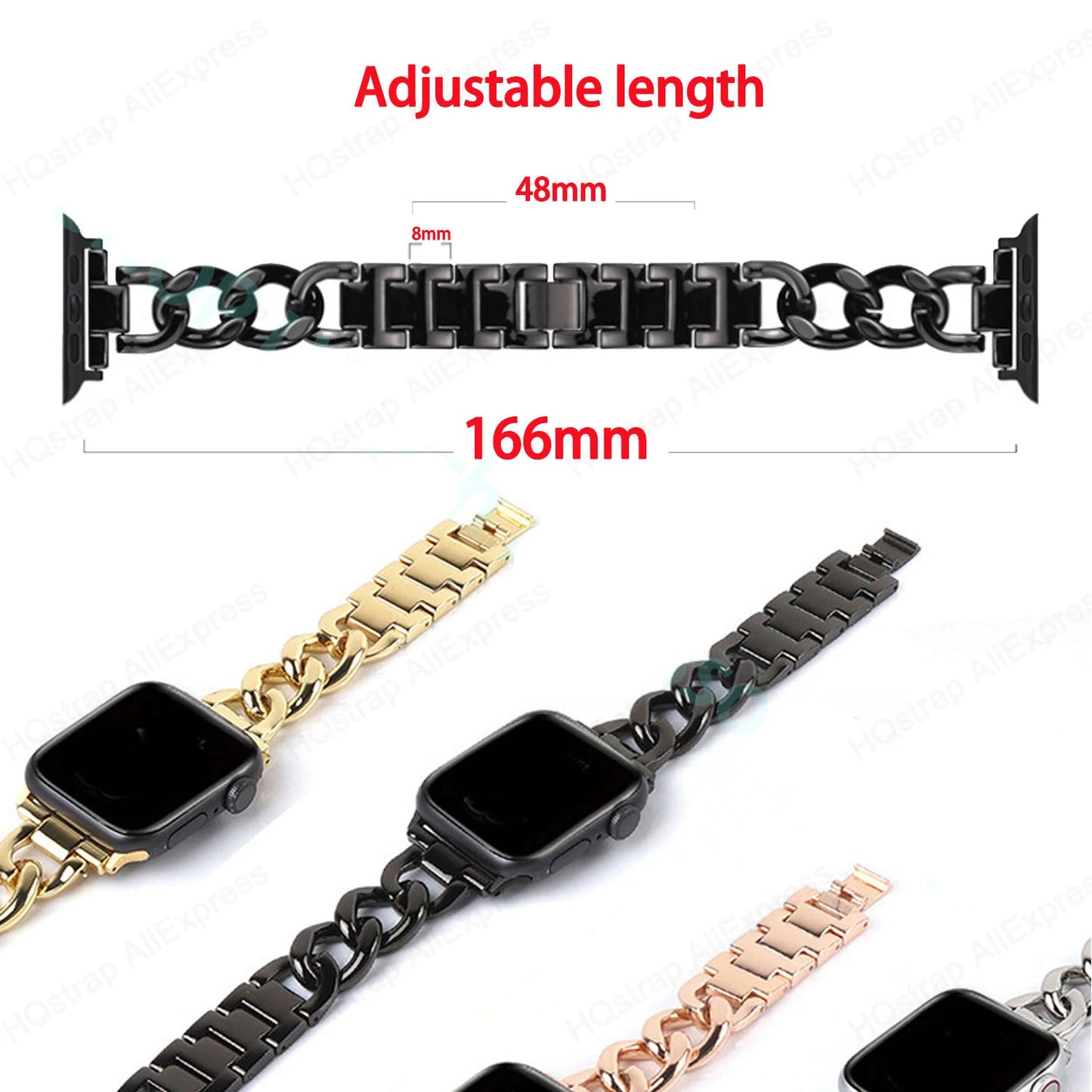 E-Watch™ Chain Bracelet Strap | Band compatible all Apple Watch | Stainless Steel | For Women