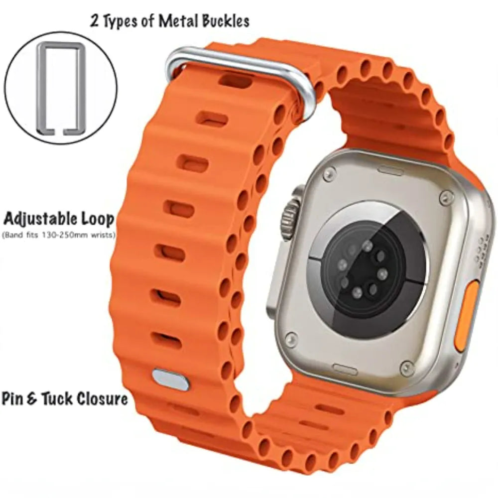 E-Watch™|Band for all Apple Watch|Ocean Silicone Strap|Ultra-resistant and breathable silicone