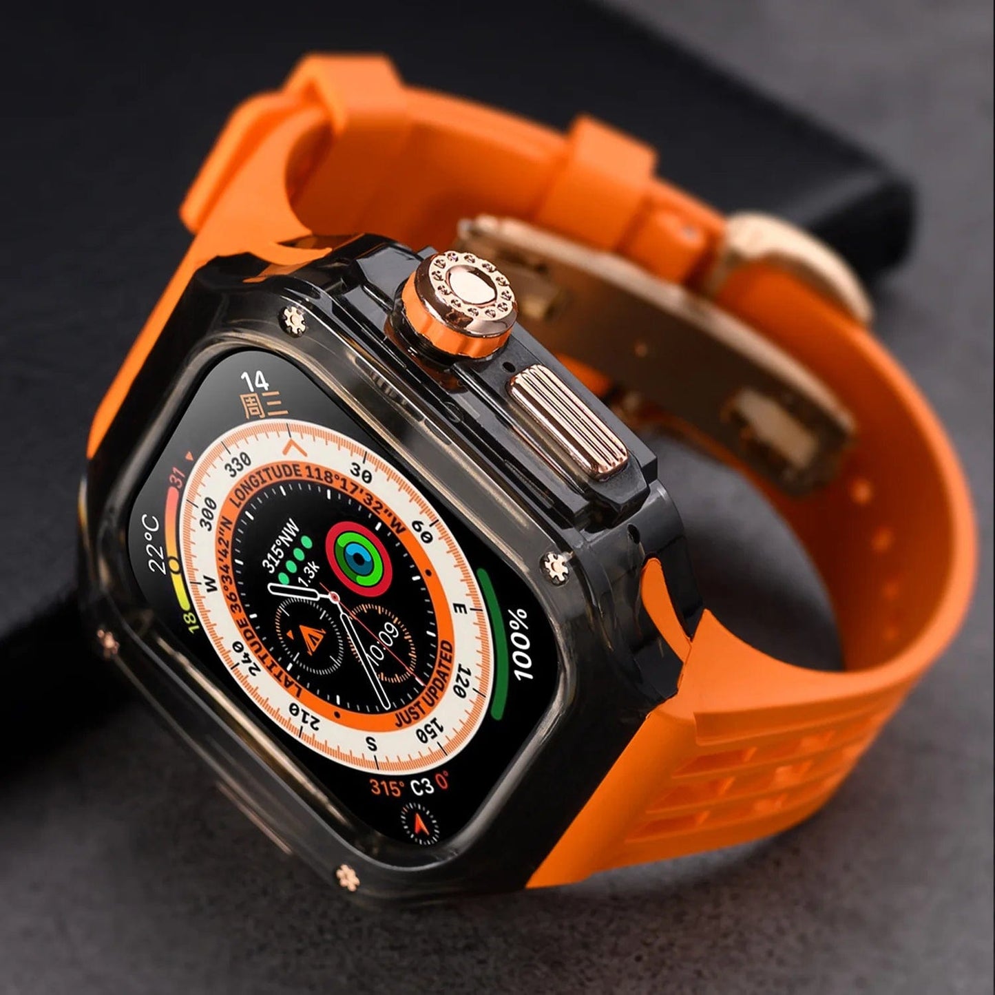 E-Watch™ The Voyager®|Κιτ τροποποίησης πολυτελείας για όλα τα Apple Watch|Σιλικόνη εξαιρετικά ανθεκτική και αναπνεύσιμη