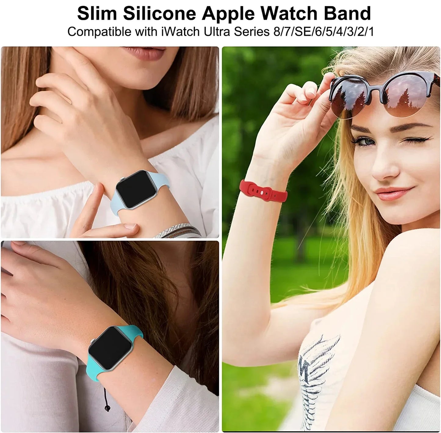 E-Watch™|Ζάντα για όλα τα Apple Watch|Λουράκι σιλικόνης|Σιλικόνη εξαιρετικά ανθεκτική και αναπνέει