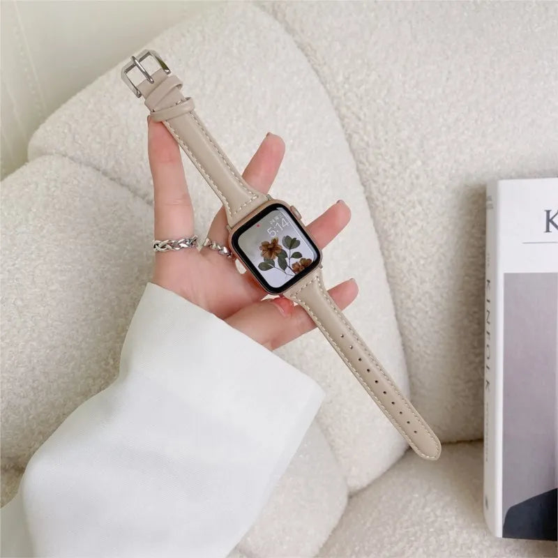 Slim Leather Band for all Apple Watch|E-Watch™ Strap|Natural & resistant organic leather