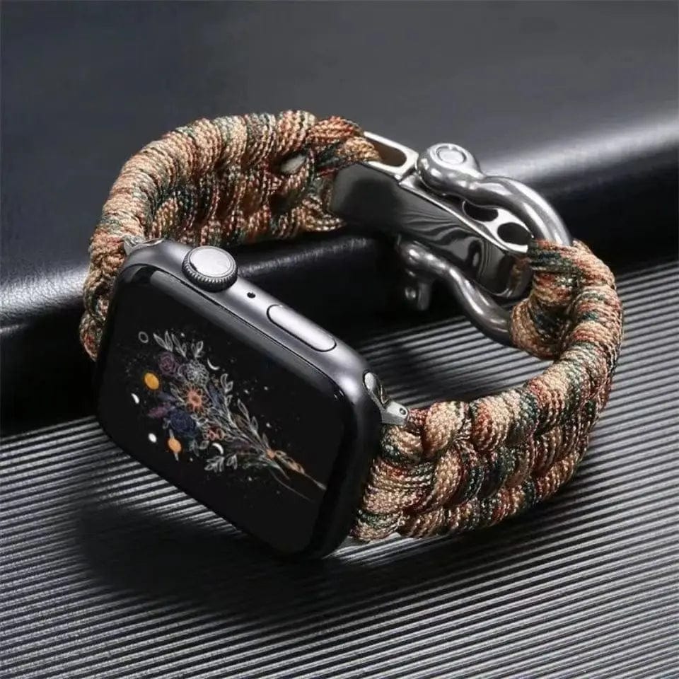 E-Watch™ Tactical Survival Outdoor Strap | Band for all Apple Watch|Nylon Strap|Stretchable yarn interwoven