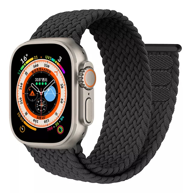 Κλείσιμο με Velcro E-Watch™ | Braided Solo Loop | Ζώνη για όλα τα Apple Watch|Νάιλον λουράκι|Ελεκόμενο νήμα συνυφασμένο