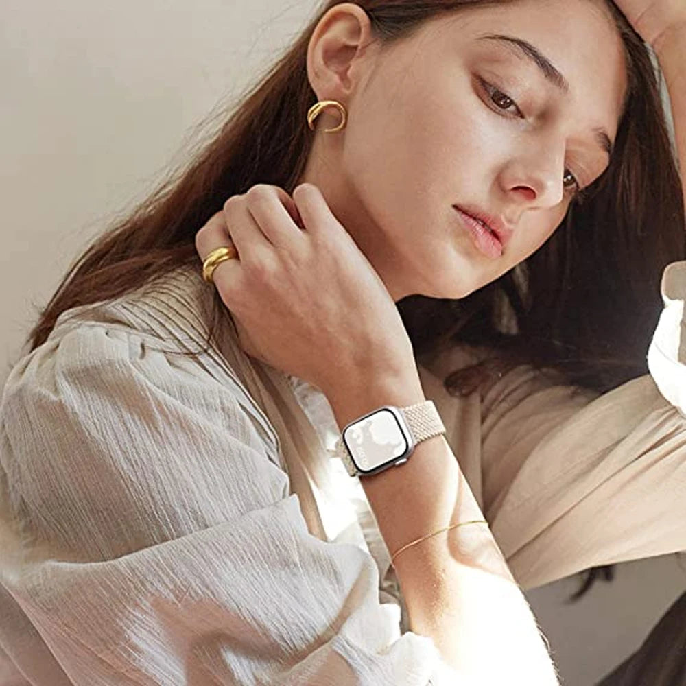 Βραχιόλι E-Watch™ Braided Solo Loop | Ζώνη για όλα τα Apple Watch|Νάιλον λουράκι|Ελεκόμενο νήμα συνυφασμένο