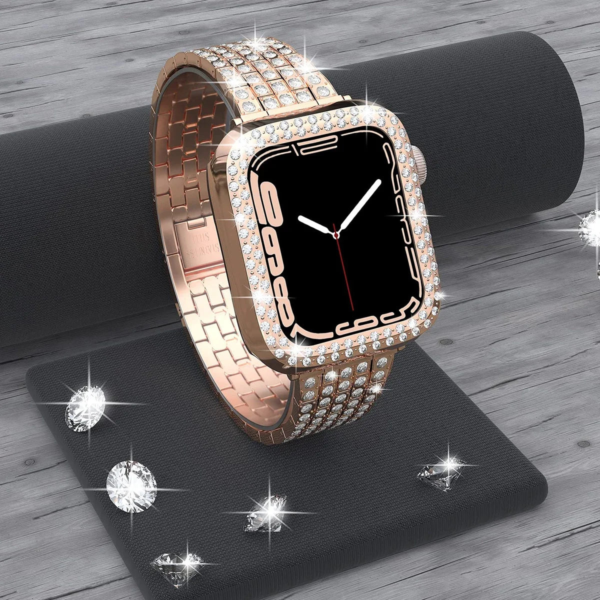 E-Watch™ Glitter Metal Strap Diamond Protective Case | Band compatible all Apple Watch | Stainless Steel