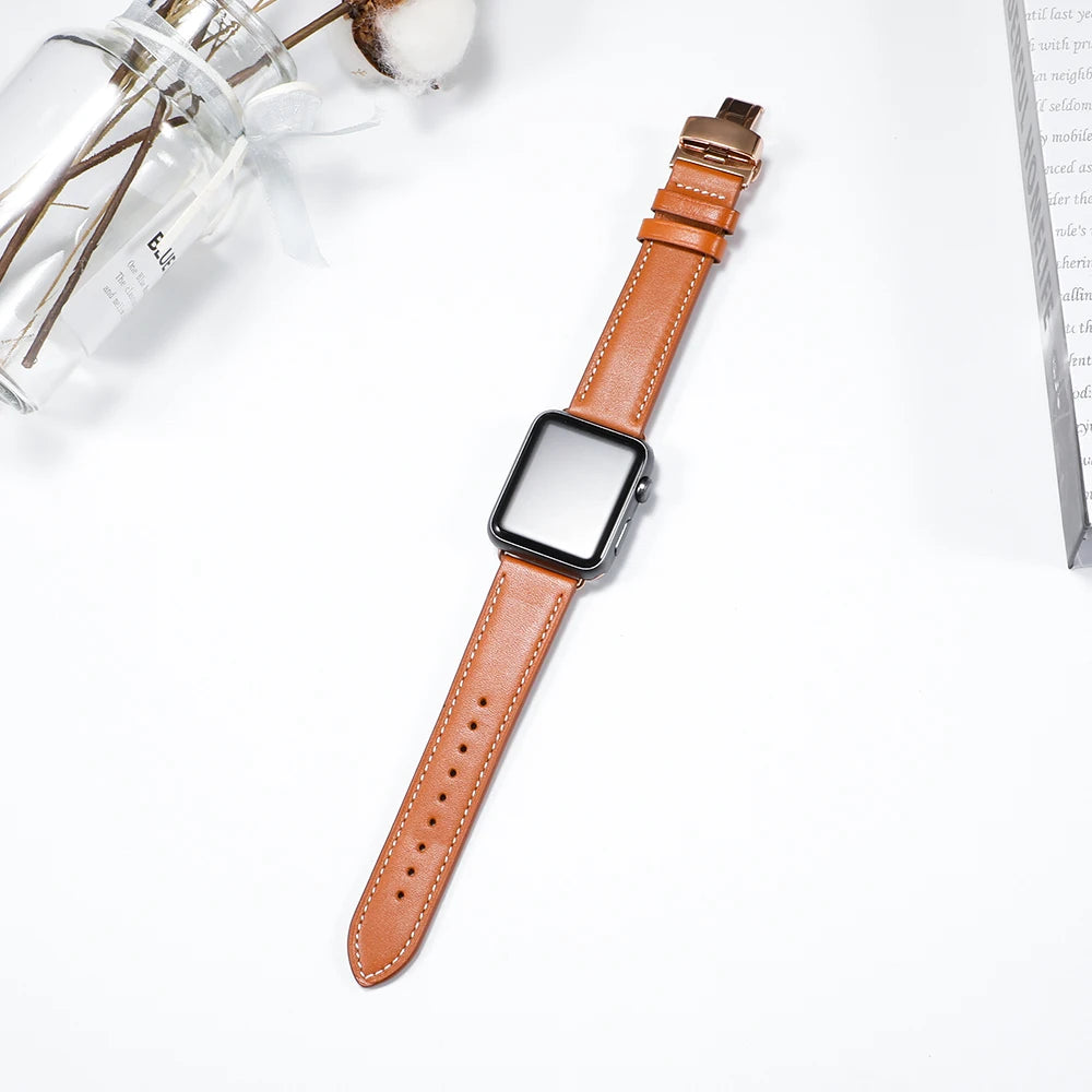 Δερμάτινο λουράκι Butterfly για όλα τα Apple Watch|E-Watch™ Strap|Φυσικό &amp; ανθεκτικό οργανικό δέρμα