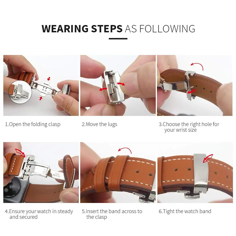 Δερμάτινο λουράκι Butterfly για όλα τα Apple Watch|E-Watch™ Strap|Φυσικό &amp; ανθεκτικό οργανικό δέρμα