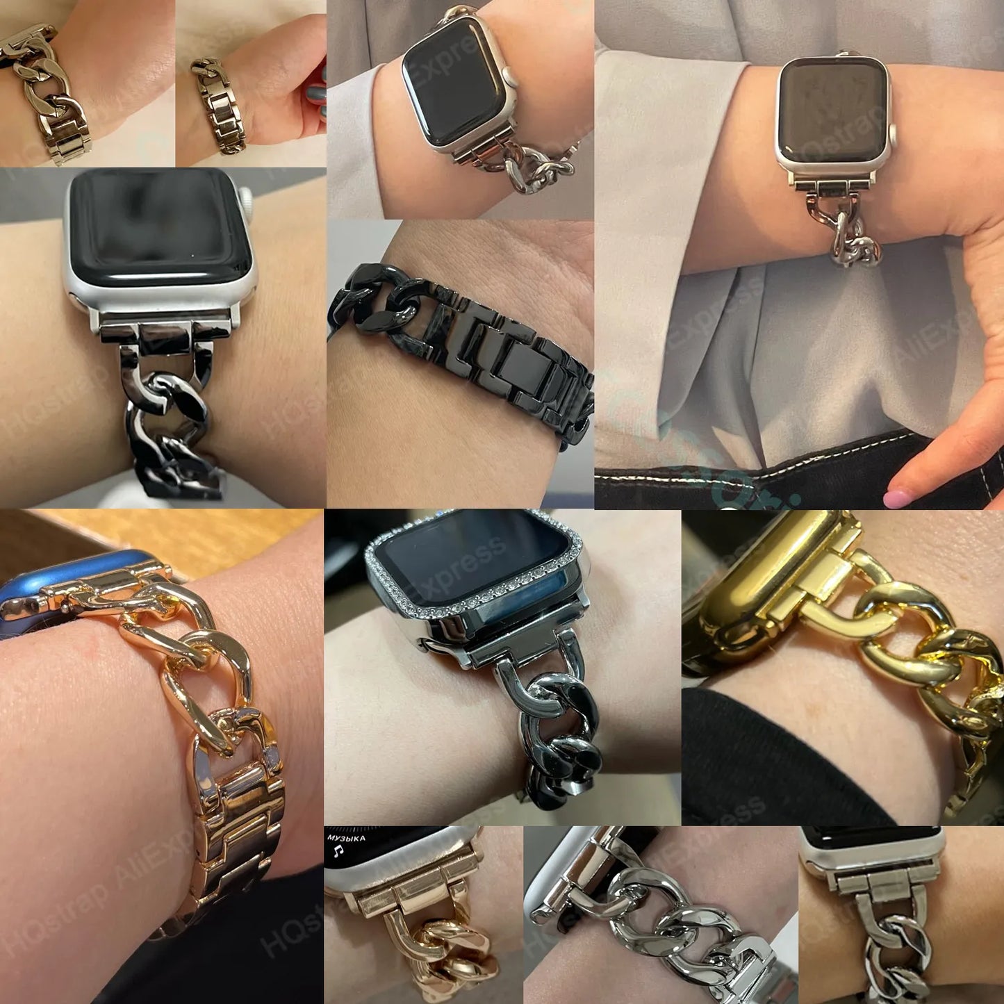 Βραχιόλι με αλυσίδα E-Watch™ | Συμβατή ζώνη με όλα τα Apple Watch | Ανοξείδωτο ατσάλι | Για γυναίκες