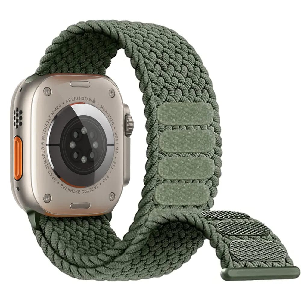 E-Watch™ Velcro Closure | Braided Solo Loop | Band for all Apple Watch|Nylon Strap|Stretchable yarn interwoven