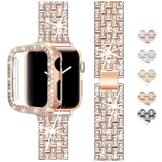 E-Watch™ Glitter Metal Strap Διαμαντένια Προστατευτική Θήκη | Συμβατή ζώνη με όλα τα Apple Watch | Ανοξείδωτο ατσάλι