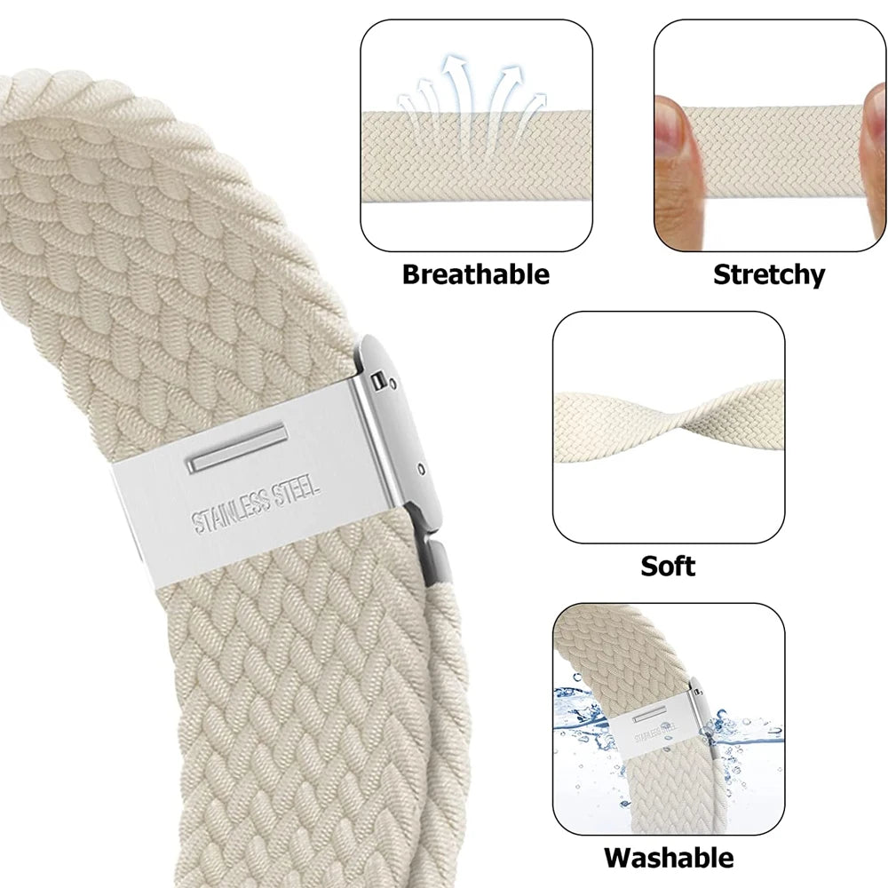 E-Watch™ Braided Loop Band for all Apple Watch|Nylon Strap|Stretchable yarn interwoven