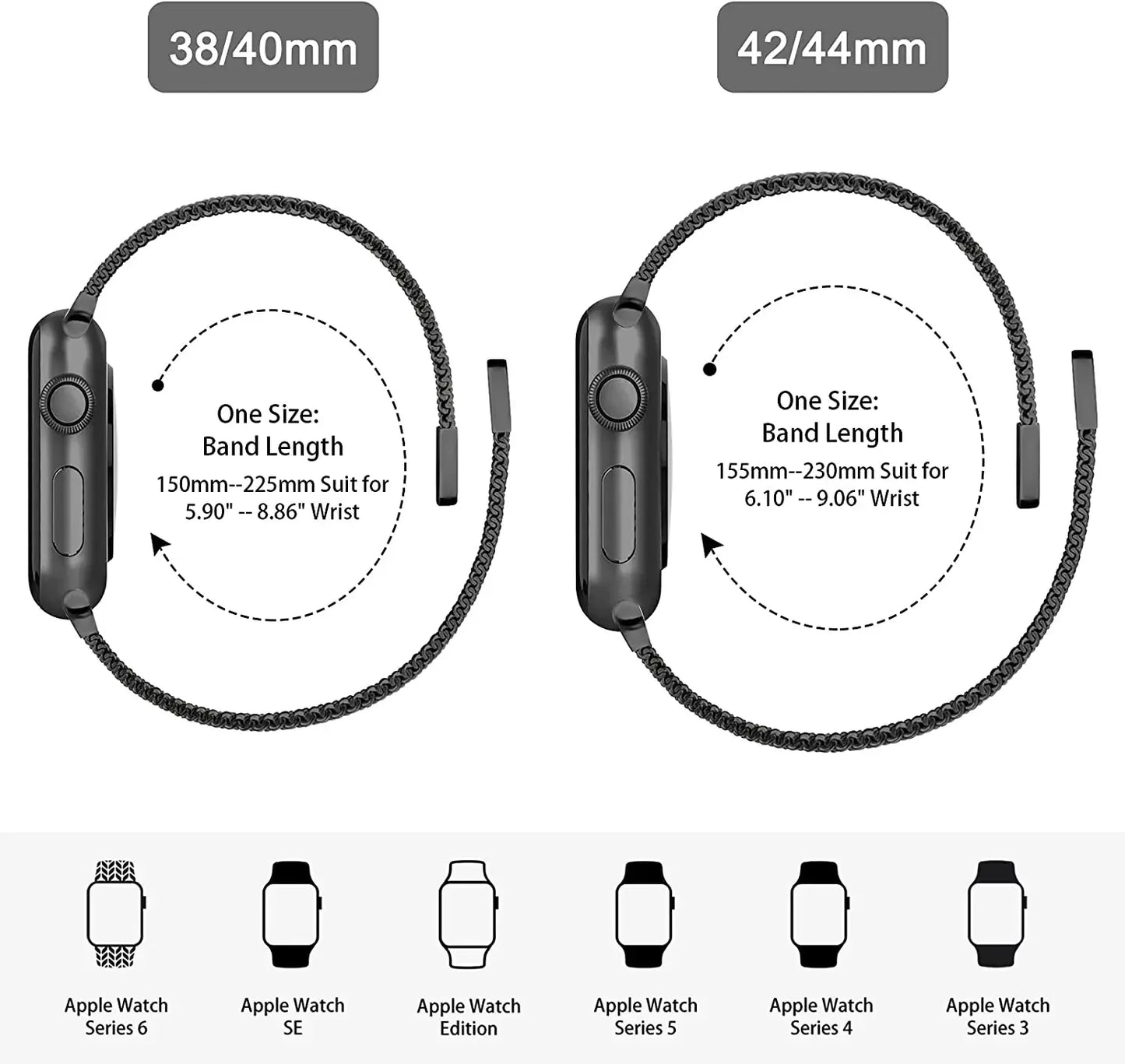E-Watch™ Μιλανέζικο βραχιόλι με θηλιά | Συμβατή ζώνη με όλα τα Apple Watch | Ανοξείδωτο ατσάλι