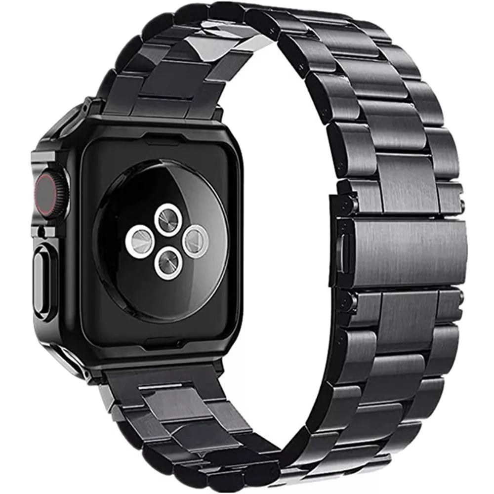 E-Watch™ IRON Case+Metal Strap | Band compatible all Apple Watch | Stainless Steel